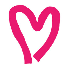Valentine's Day heart made with a dry, rough-textured brush. Pink, uneven strokes resemble a coarse, bristly brush. Expressive card or banner design