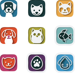 Set of 9 outline icons related to pet friendly vector illustration white background