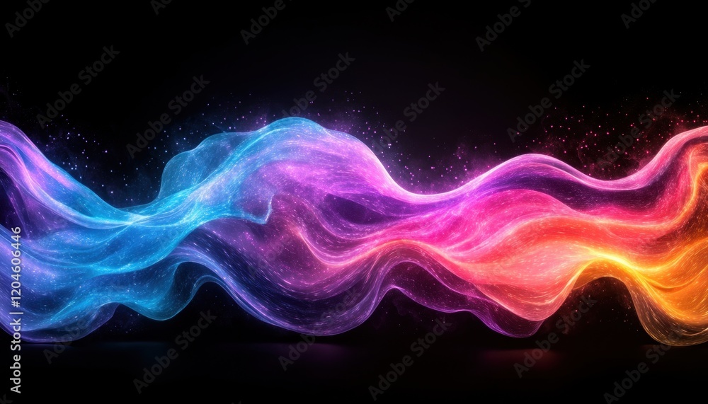 Aufkleber neon abstract wave pattern 3d render technology design