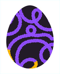 Easter egg, Easter day festival icon, ostern egg illustration with decoration pattern squiggle trxtured brush symbols collection, vector illustration.