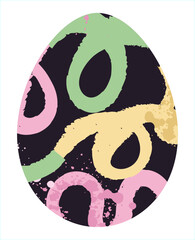 Easter egg, Easter day festival icon, ostern egg illustration with decoration pattern squiggle trxtured brush symbols collection, vector illustration.