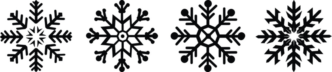 Snowflake silhouette set vector design big pack of ice illustration and icon