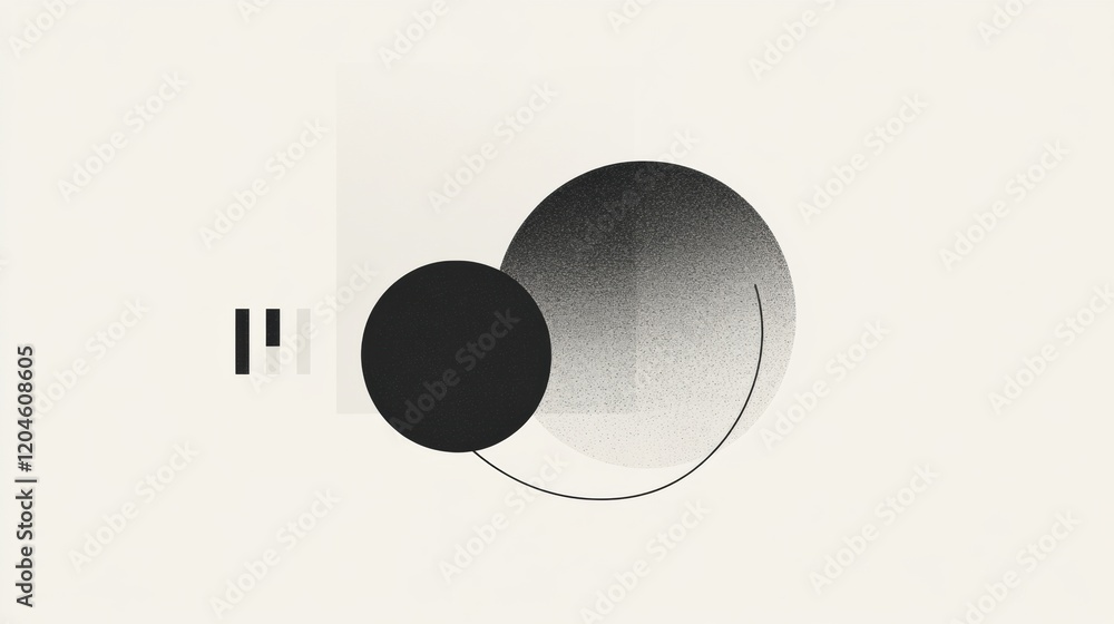 Leinwandbilder abstract black and white geometric shapes creating a balanced composition on a light background. gen