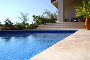 Luxury Poolside Villa Steps and Blue Water