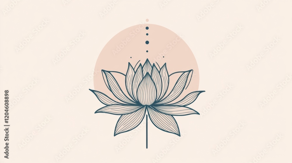 Aufkleber Elegant lotus flower illustration with soft background and calming details in a serene design. Generative AI