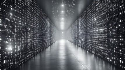 Digital Corridor Illuminated Walls Of Data