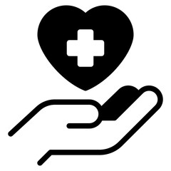 Fototapeta premium Caring Hand with Heart and Medical Cross Icon