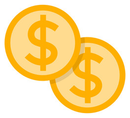 Dollar coin flat icon isolated on white background.