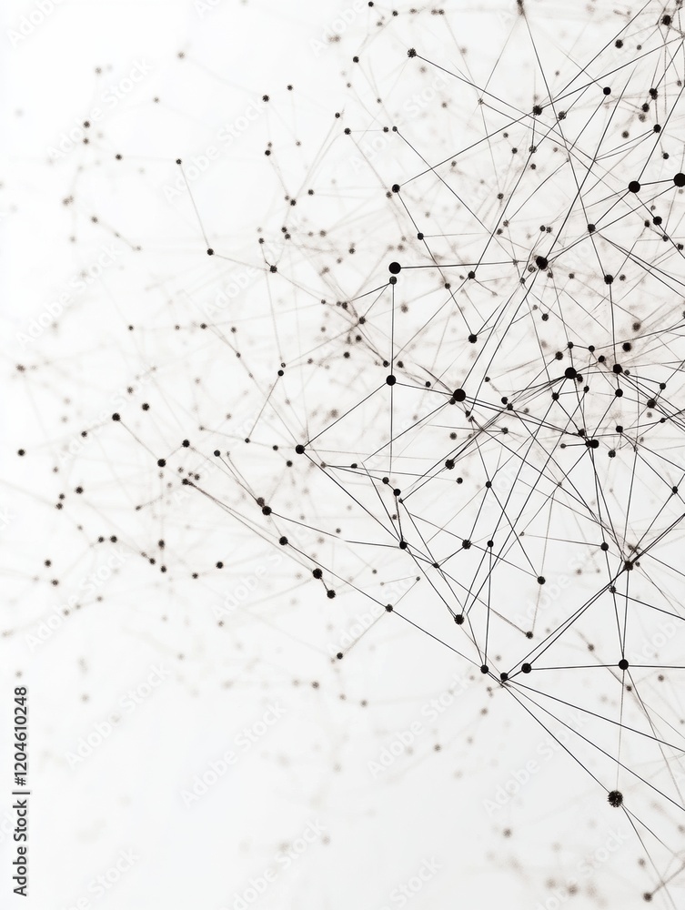 Poster Exploring abstract network connections formed by delicate lines and dots in a minimalistic design. Generative AI