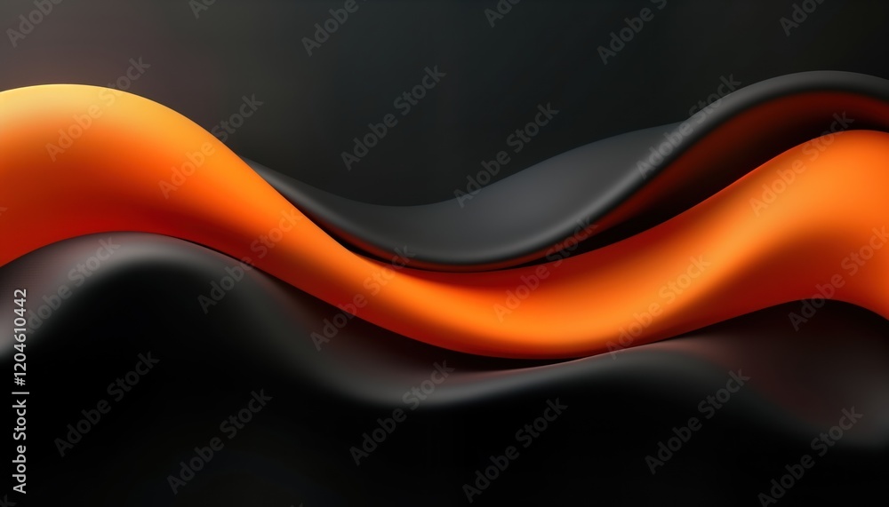 Leinwandbilder abstract black, orange curves create dynamic design. flowing shapes with vibrant contrast. modern ar