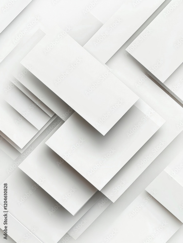 Poster abstract arrangement of white paper sheets creating a textured surface in a minimalist style. genera