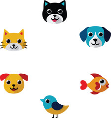 Set of 9 outline icons related to pet friendly vector illustration white background