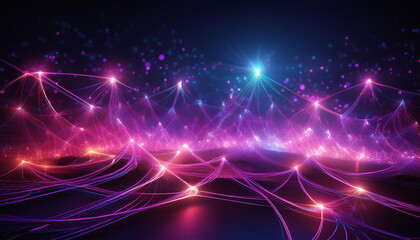 Fototapeta premium pink purple neon glowing network on dark background