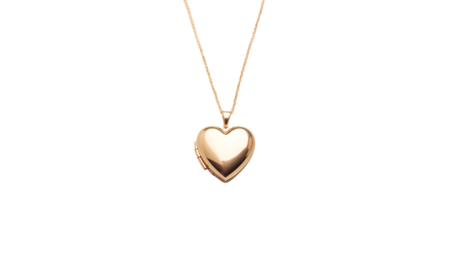 Elegant Gold Heart Locket Necklace on Black Background Romantic Jewelry Photography for E commerce and Editorial Use