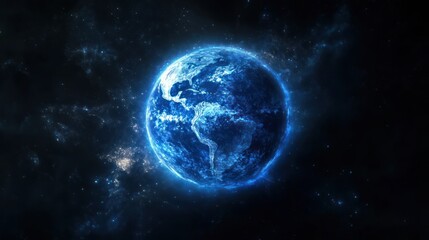 Fototapeta premium global network concept and a glowing blue Earth globe
