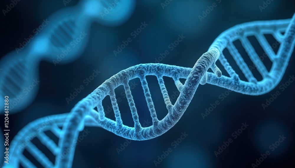Poster intricate dna helix spiral displays advanced medical science concepts. molecular structure shows gen