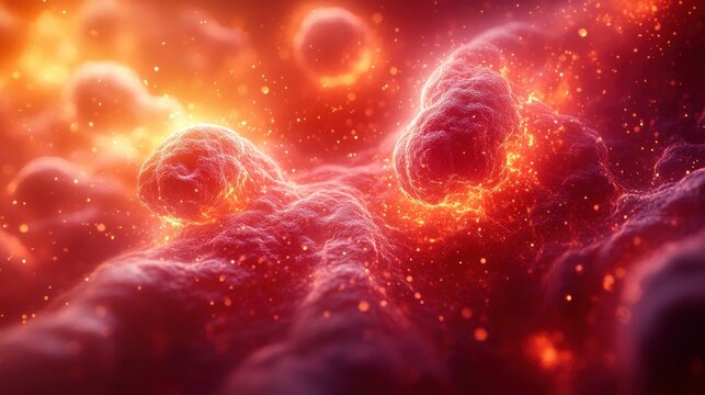 Red Blood Cells Flow Through a Human Artery in Biotechnology and Science Health Care Context