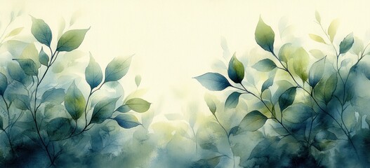 Watercolor Botanical Invitation Design with Leaves and Flowers for Weddings and Events