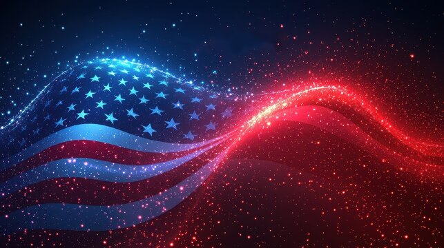 Sparkling American Flag Patriotism Fourth of July USA Celebration Background