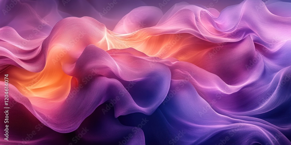 Aufkleber 3d abstract minimalist design background with purple ribbons and soft ambient light