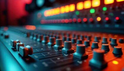 Pro audio equipment studio soundboard controls audio mix recording studio equipment settings tuning audio engineer work professional audio engineer in music studio working on audio mix music