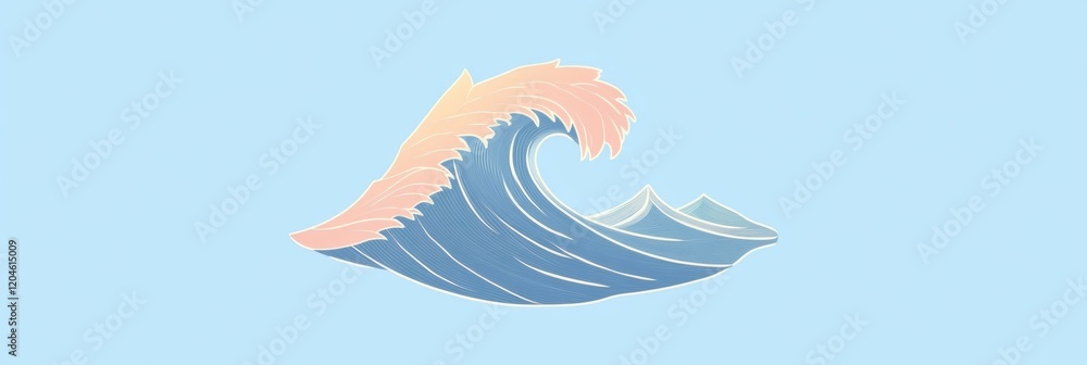 Poster Colorful wave design with blue and peach tones suitable for various creative projects and backgrounds. Generative AI