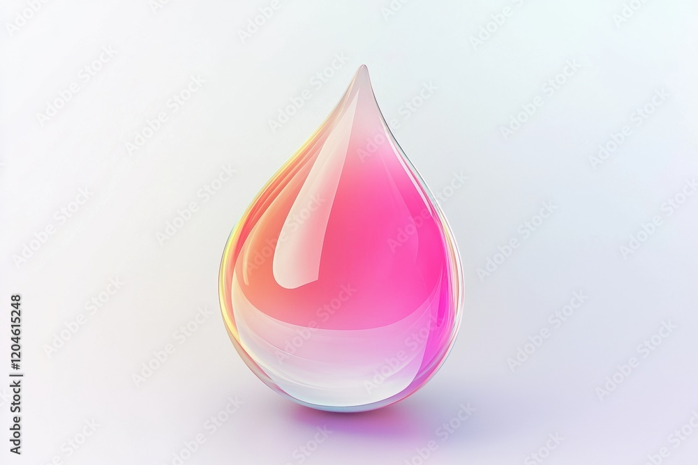 Aufkleber colorful water droplet design with gradient hues of pink and clear transparency on soft background. 