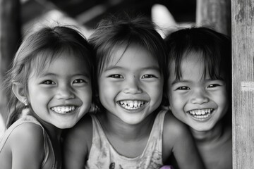 In Bagan, Myanmar on February 19, 2016, a portrait captures smiling little girls. © Angelina