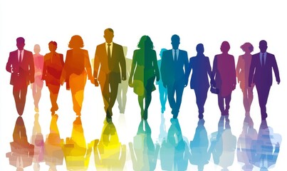 Diverse Business Professionals Walking Together