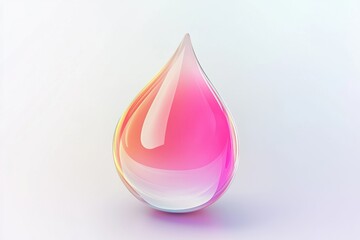 Fototapeta premium Colorful water droplet design with gradient hues of pink and clear transparency on soft background. Generative AI