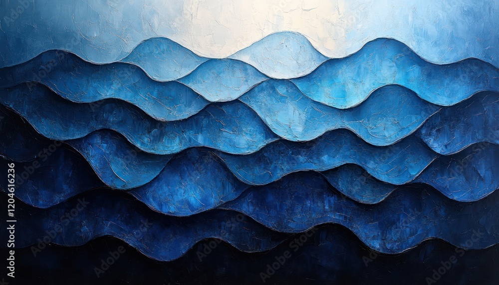 Fototapete abstract ocean wave inspired blue background with wavy vertical lines and soft diffused light