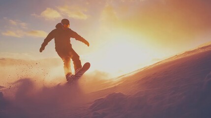 Happy skier skiing in winter.