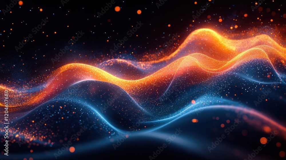 Poster abstract dynamic lines with glowing effects in futuristic digital art style