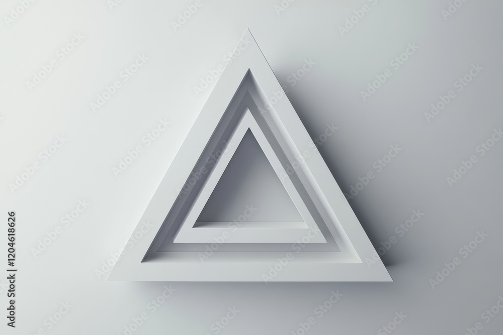 Fototapete Visual representation of nested triangular shapes in a minimalist setting with muted colors and soft lighting. Generative AI