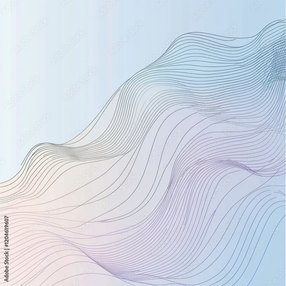 Poster Abstract wave patterns in pastel colors creating a calm and serene background design. Generative AI