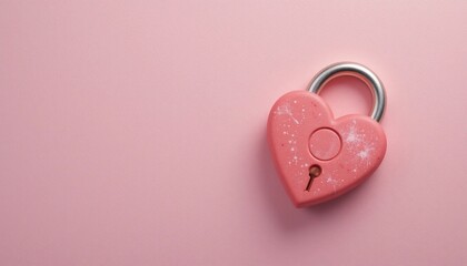 Pink Heart Shaped Padlock on Pink Background Valentine s Love Romance Concept © CooLKenG