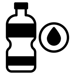 Stylized Water Bottle Icon with Drop Symbol
