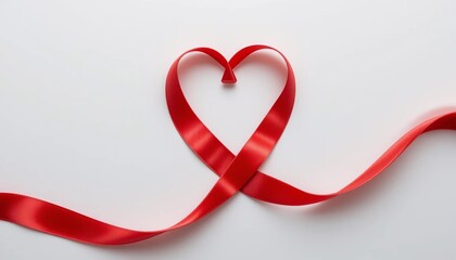 Romantic Red Satin Ribbon Heart Shape on White Background Valentine s Day Love Concept © CooLKenG