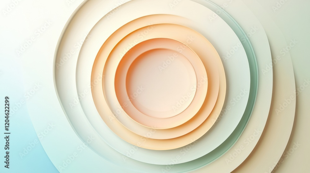 Poster Circular layers of soft hues create a harmonious abstract background for artistic designs and presentations. Generative AI