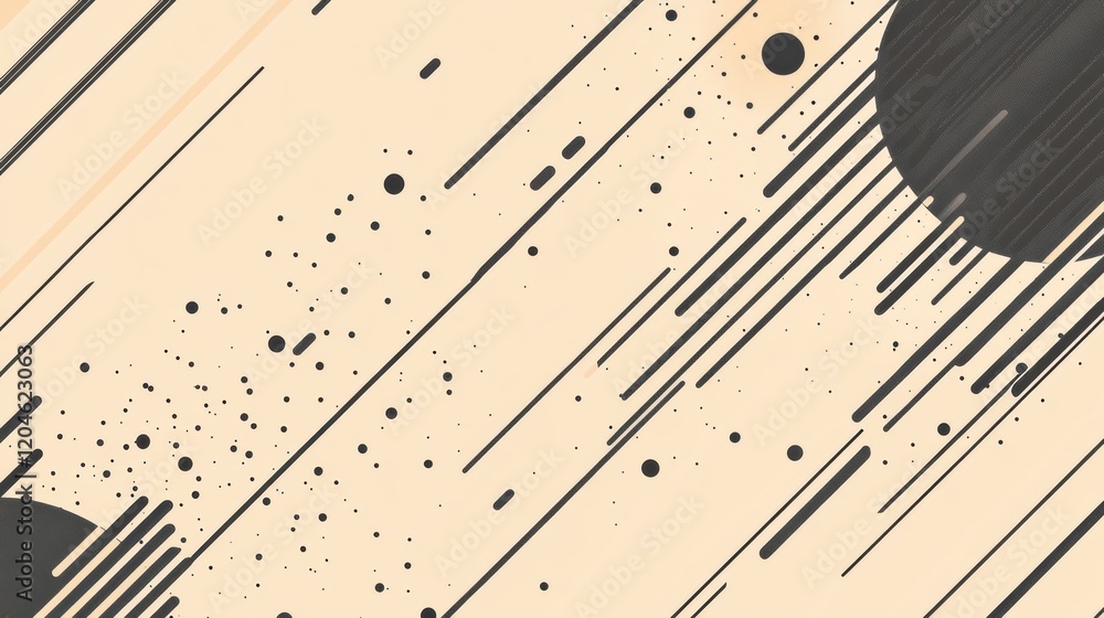 Aufkleber Dynamic abstract composition featuring geometric shapes on a pale background reflecting movement and energy. Generative AI