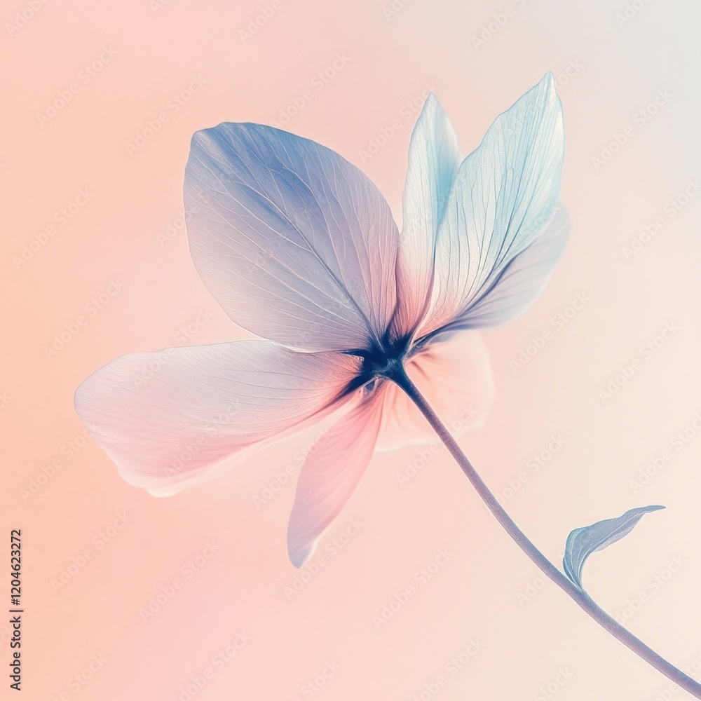 Poster delicate flower with soft pastel tones against a gentle background highlighting natural beauty in a 
