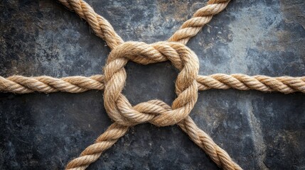 Obraz premium Intertwined Ropes Forming a Square Knot on Dark Background