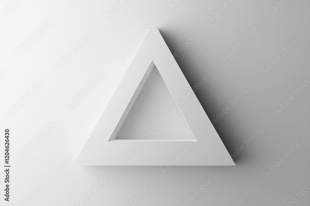 Fototapete White triangular shape with depth against a light gray background creates a modern minimalist aesthetic perfect for decor. Generative AI