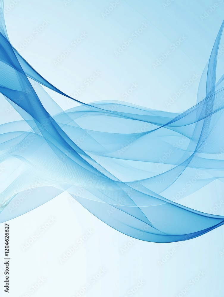 Poster Fluid blue wave patterns create a calming abstract background in soft hues for design projects or wall art. Generative AI