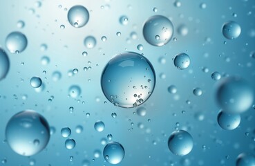 Abstract photo of water droplets, bubbles. Clear water liquid with various sizes bubbles. Pure,...