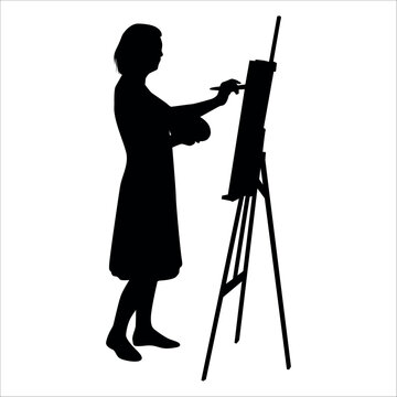Drawing Artist Silhouette vector illustration