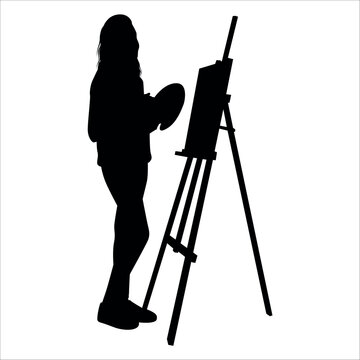 Drawing Artist Silhouette vector illustration