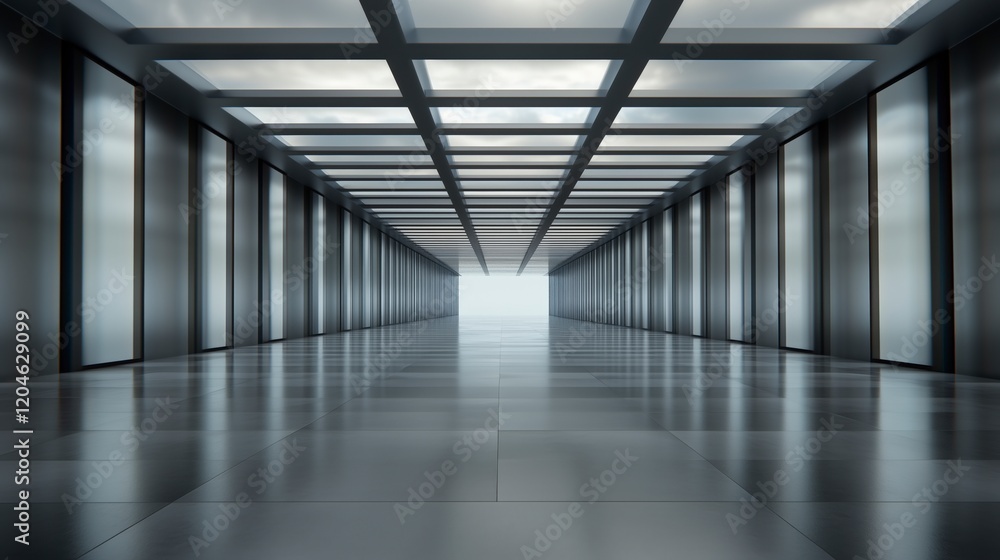 Poster a large, empty room with a lot of windows and a lot of light. the room is very open and has a very m