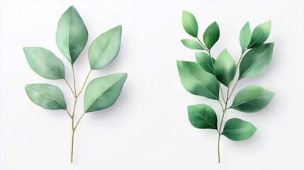 Green leaves on light background, showcasing natural beauty and freshness.