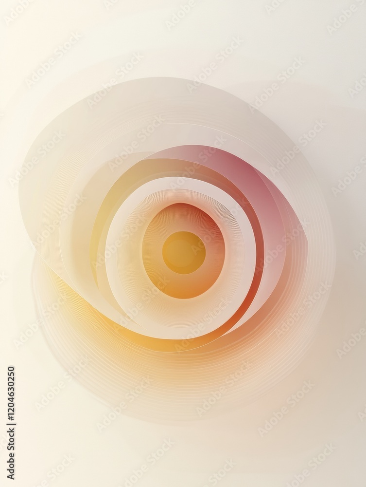 Poster Abstract circular design with layers of soft colors creating a modern artistic effect. Generative AI
